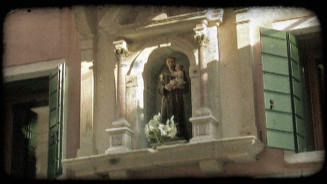 Religious Statue 1. Vintage stylized video clip.