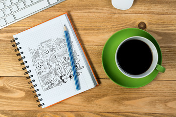 Business workplace with stuff