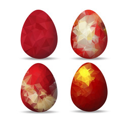Set red geometrical Easter eggs and happy easter