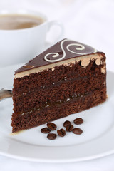 Kaffee und frischer Kuchen Schokolade Torte Nachtisch, Dessert
