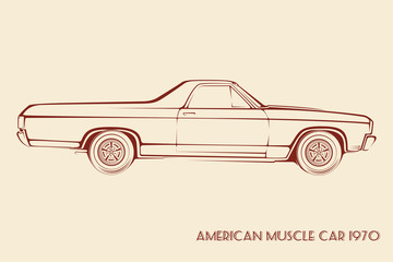 American muscle car silhouette 70s