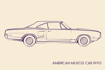 American muscle car silhouette 70s