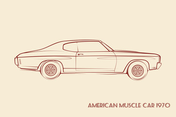 American muscle car silhouette 70s