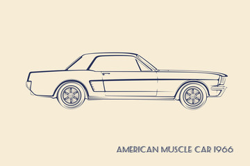 American muscle car silhouette 60s