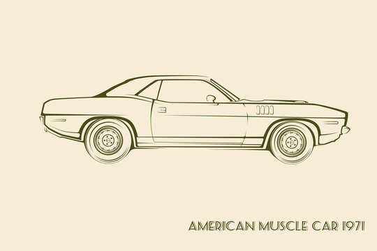 American muscle car silhouette 70s