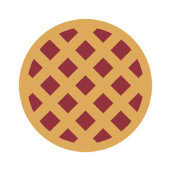 Lattice cherry / berry pie flat color icon for food apps and websites