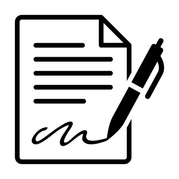 Pen signing a contract line art icon for business apps and websites