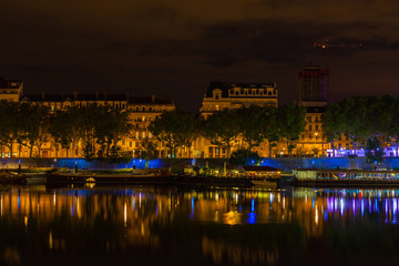 Fototapeta premium Cityscape of Lyon, France at night