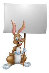 Easter Bunny Holding Sign