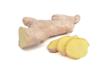 Ginger Root SLiced isolated on white