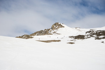Fototapeta na wymiar Mountaineering towards the mountain top