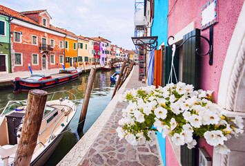 Colorful street in Burano, Italy