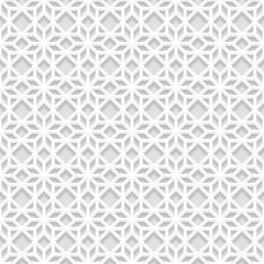 Seamless white 3D pattern,  east ornament, indian ornament, vector. Endless texture can be used for wallpaper, pattern fills, web page  background,surface textures.