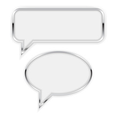 Fototapeta premium Speech bubble. Square and Round Talk Bubble with metallic frame.