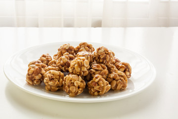 Sweet peanut balls in a plate