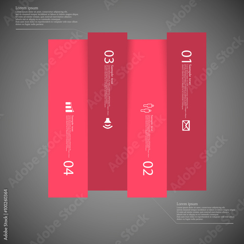 dark square template infographic vertically divided to four red