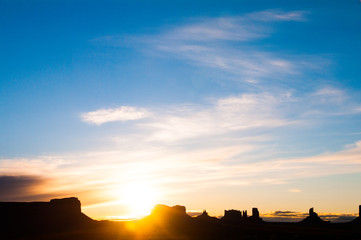 Morning sun at Monument Valley,tourism of america