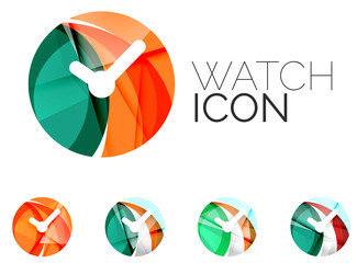 Set of abstract watch icon, business logotype concepts, clean modern geometric design