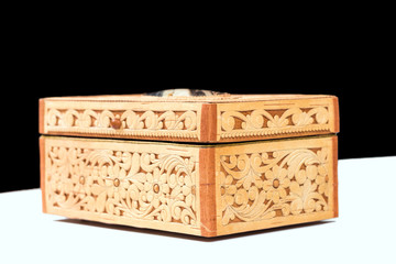 Casket from birch bark on a white background