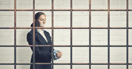 Fototapeta na wymiar Woman prisoned in ward