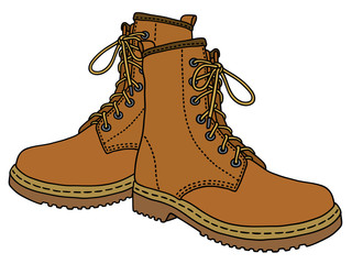 Leather boots / Hand drawing, vector illustration