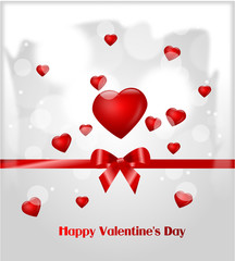 Valentine's card with red hearts