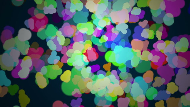Paint cloudets motion background - 1080p. Multicolor particles moving constantly over a black background - Full HD