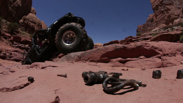 Black jeep climbing up