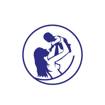 logo with the image of mother with baby