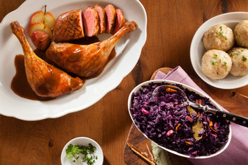 High angle view of german tradition food