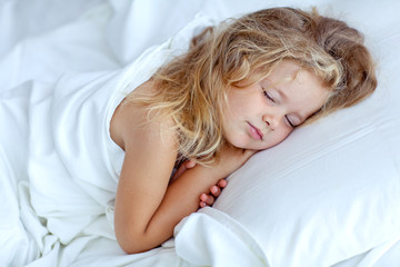 happy little girl in morning bed  © nuzza11