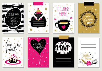 Love collection with 8 cards. Perfect for valentines day, stickers, birthday, save the date invitation. - 100266557