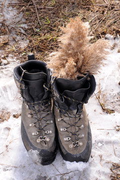 Boots on snow