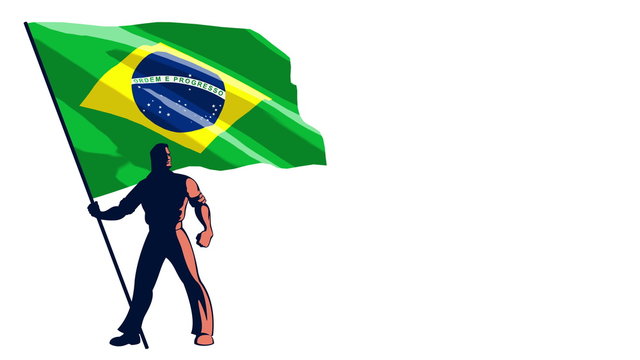 Flag Bearer Brazil / Isolated flag bearer holding the flag of Brazil. 
