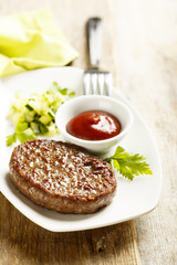 Beef burger with tomato sauce