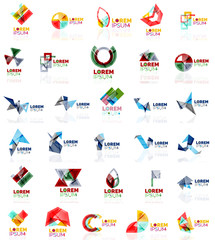 Collection of colorful abstract origami logos