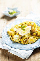 Kedgeree rice with fish