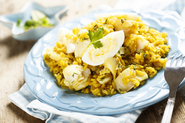 Kedgeree rice with fish
