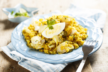 Kedgeree rice with fish