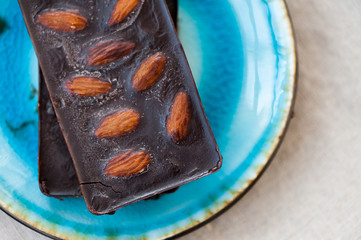 Raw vegan chocolate with almonds