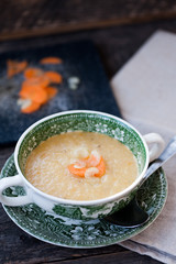 Vegetable cream soup in a bowl