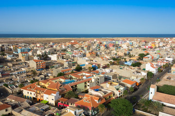 Fototapeta na wymiar Aerial view of Santa Maria city in Sal Island Cape Verde - Cabo