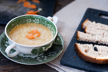 Vegetable cream soup in a bowl