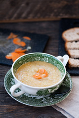 Vegetable cream soup in a bowl