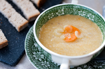 Vegetable cream soup in a bowl