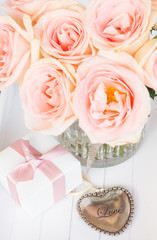 Heart with pink roses