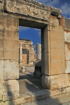 Jesus Synagogue ruins in Capernaum,Israel