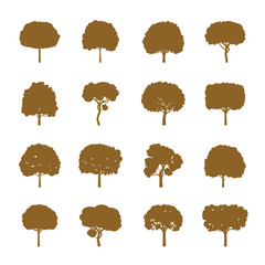 Set of Golden Trees. Vector Illustration.