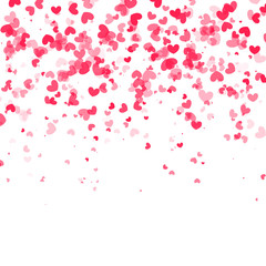 Falling hearts background. Vector white backgound