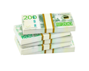 Pile of swedish 200 crowns banknotes.